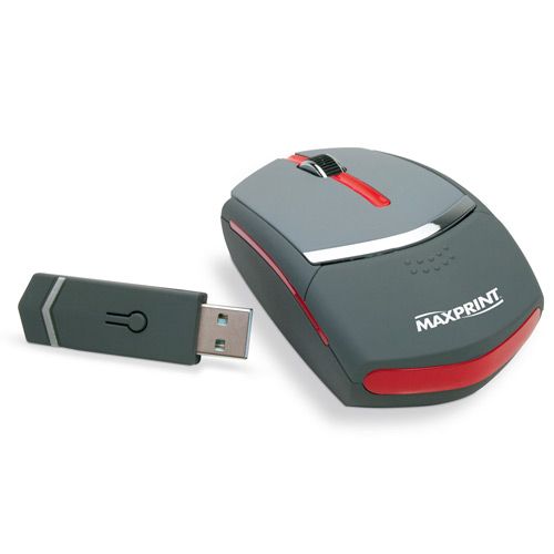 Mouse Ótico USB Cinza e Laranja - Maxprint